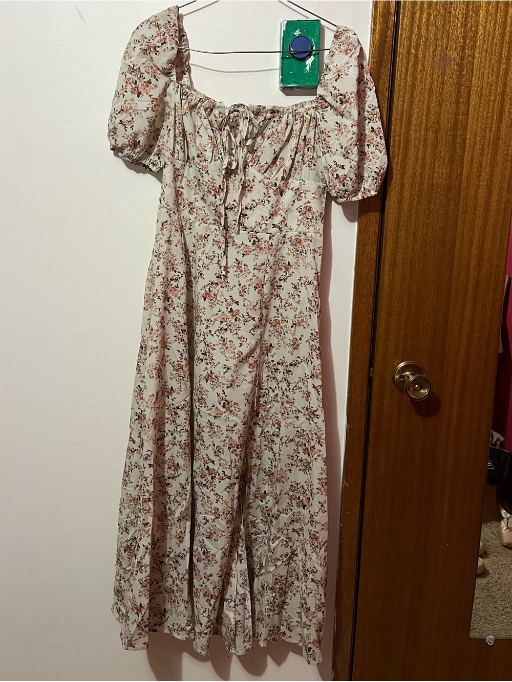 SHEIN Cream Maxi Dress with Brown Floral Print